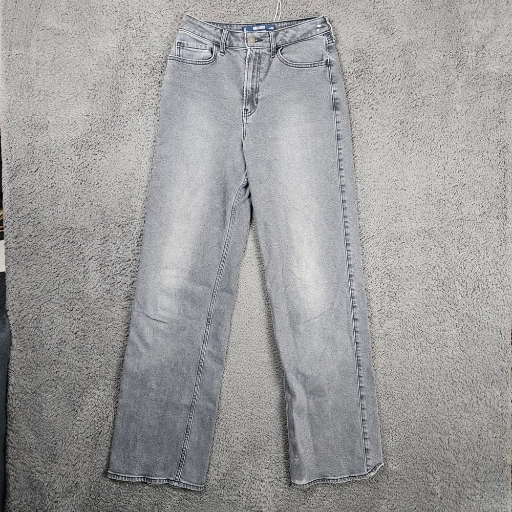 Hollister Ultra High-Rise Baggy Jeans Gray Vintage Stretch W26L 2L Womens‎